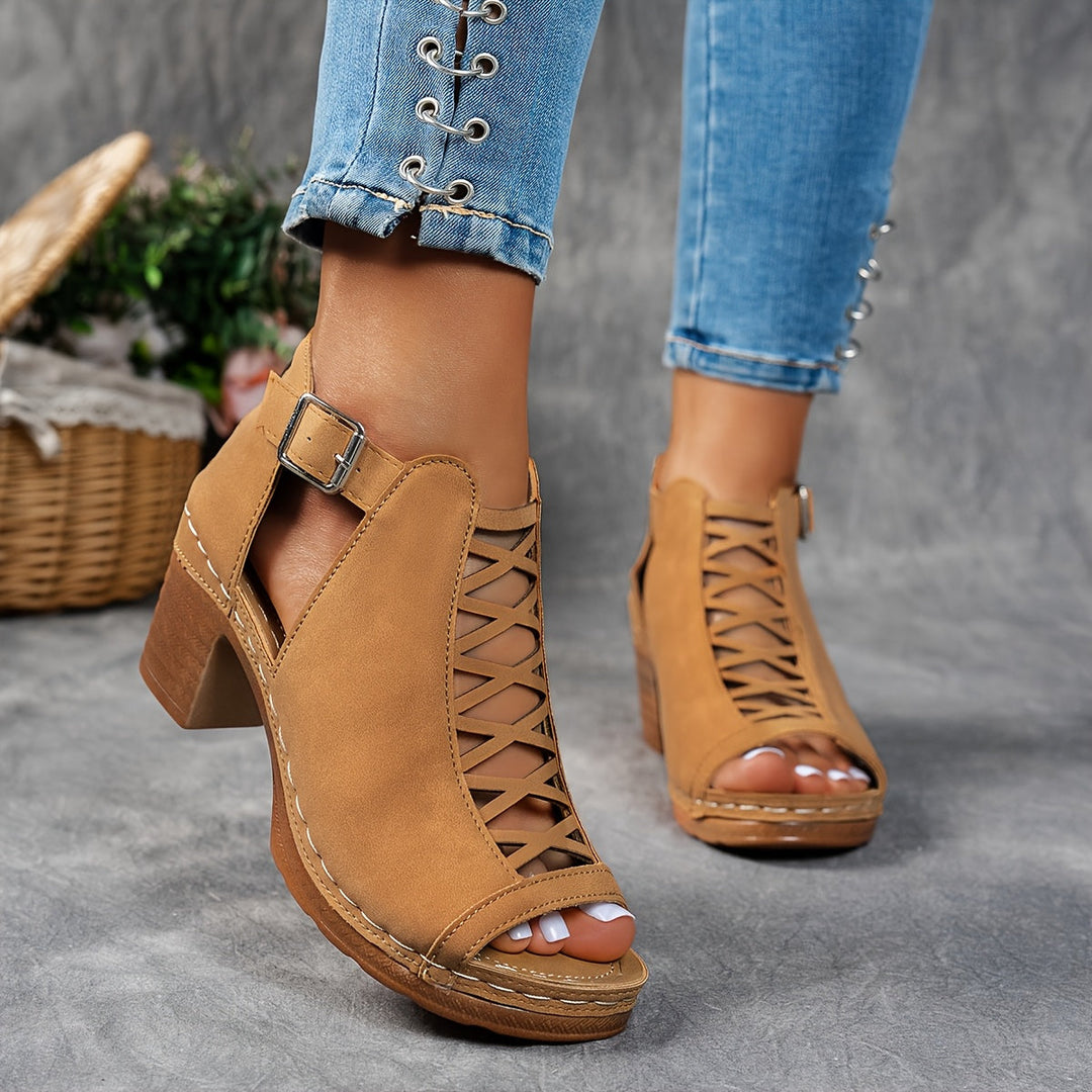 Nessa - Sandalias con Tacón de Rejilla