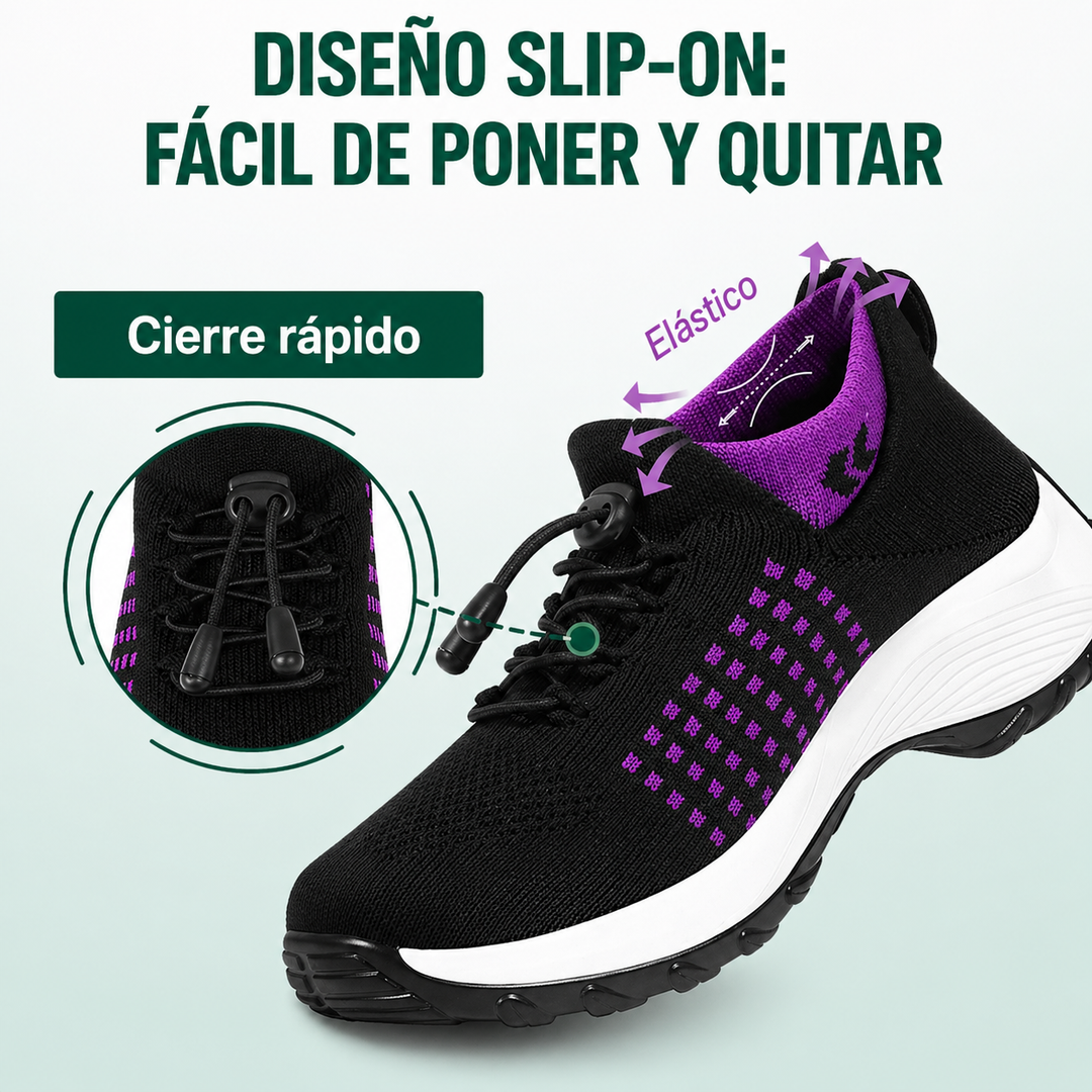 Ambulo Zapatos Ortopédicos de Tejido - Púrpura Negro