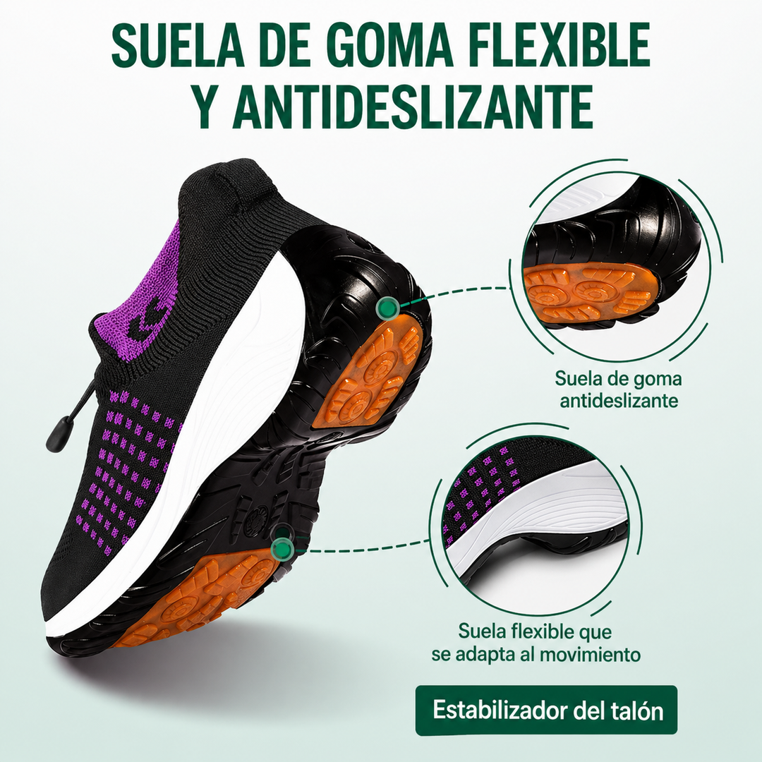 Ambulo Zapatos Ortopédicos de Tejido - Púrpura Negro