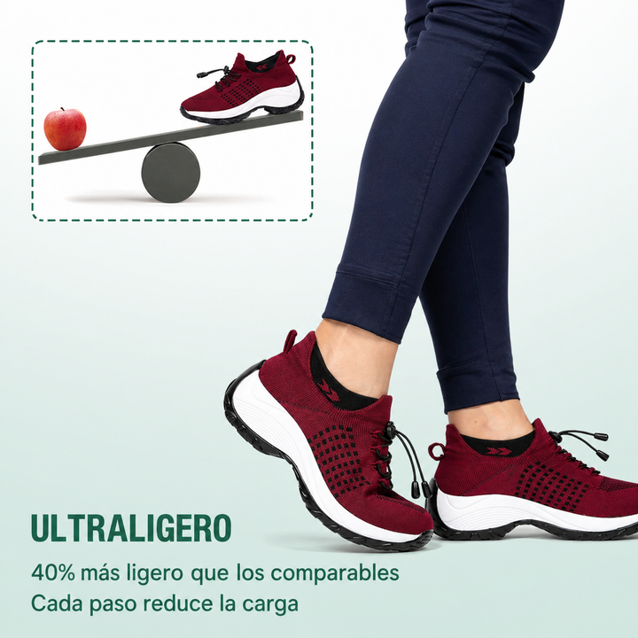 Ambulo Zapatos Ortopédicos Tejido - Negro Rojo