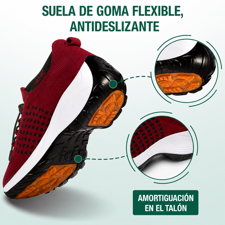 Ambulo Zapatos Ortopédicos Tejido - Negro Rojo