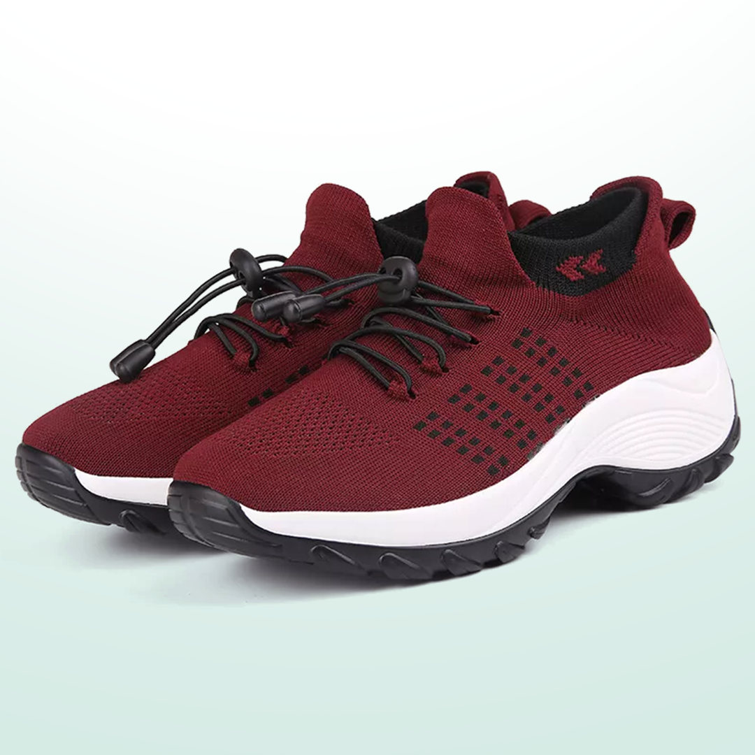 Ambulo Zapatos Ortopédicos Tejido - Negro Rojo