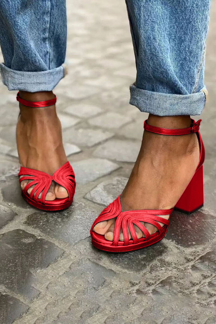 SANDALIAS DE TACÓN BICOLOR
