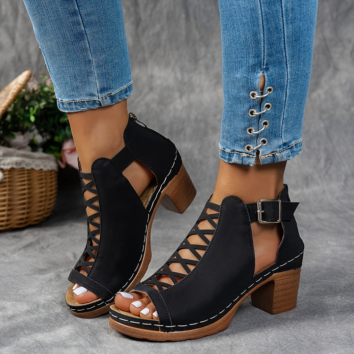 Nessa - Sandalias con Tacón de Rejilla