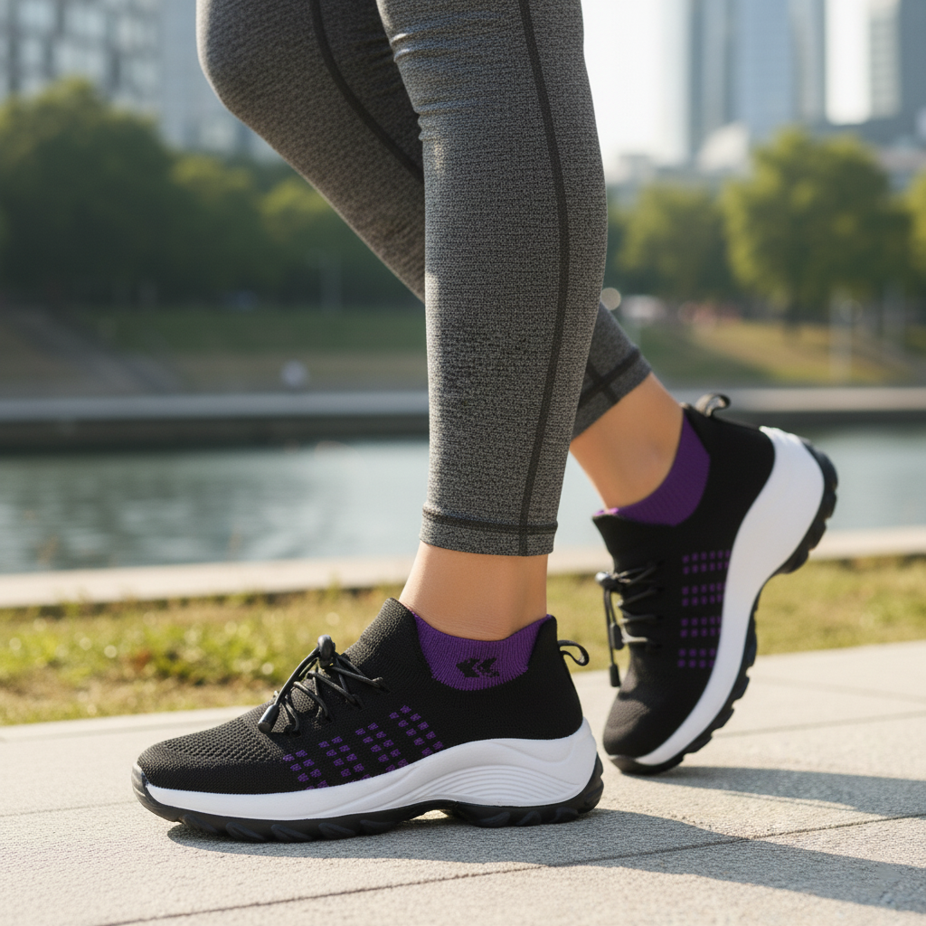Ambulo Zapatos Ortopédicos de Tejido - Púrpura Negro
