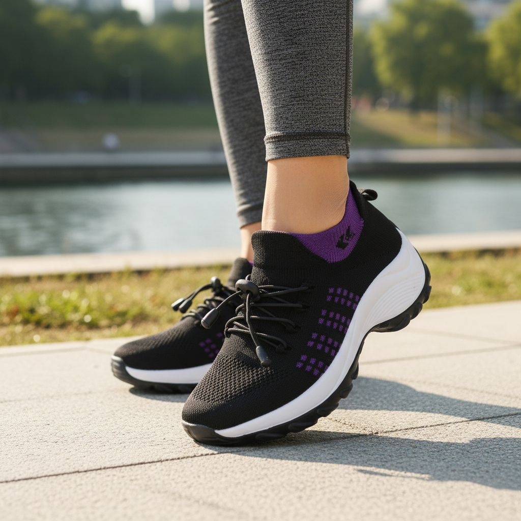Ambulo Zapatos Ortopédicos de Tejido - Púrpura Negro