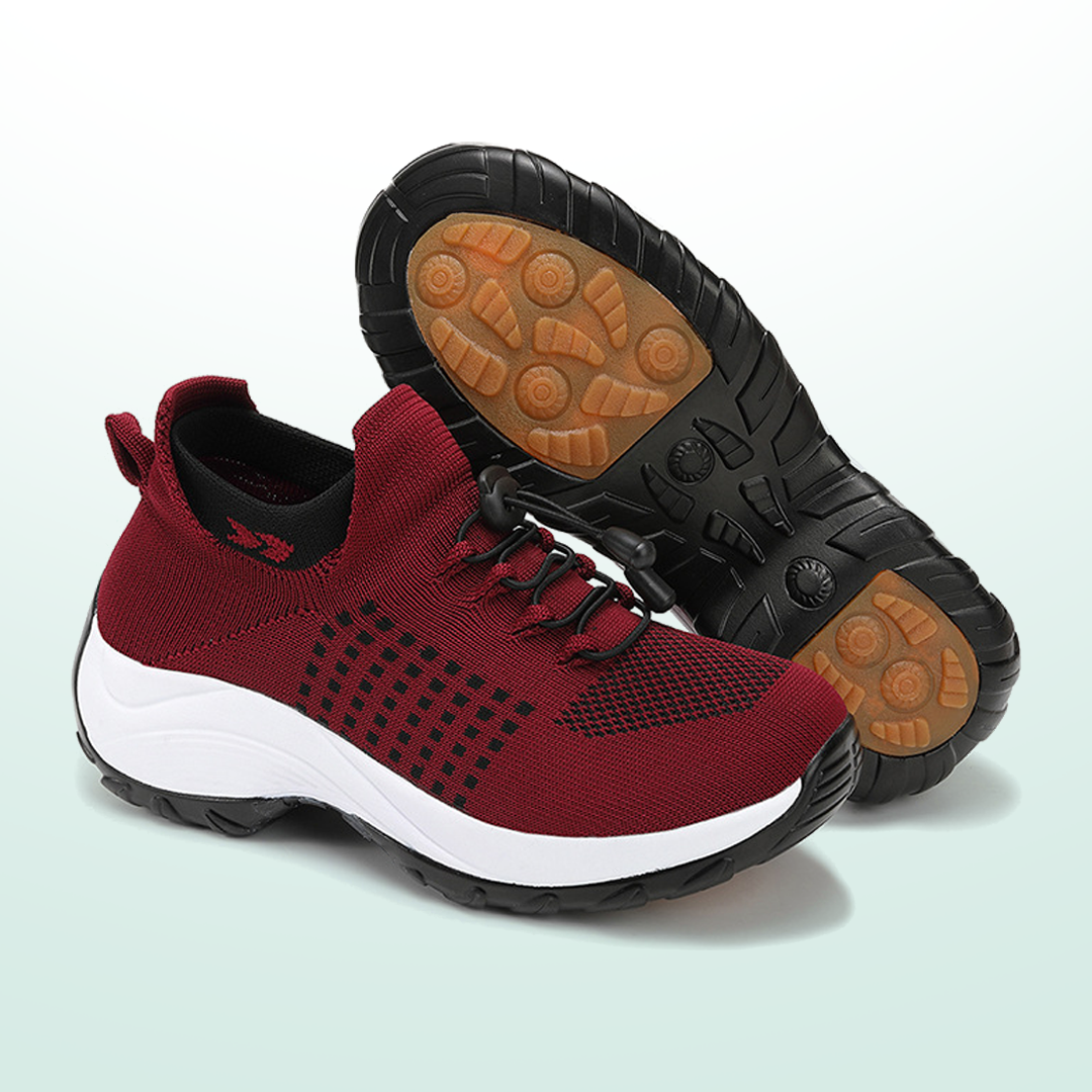 Ambulo Zapatos Ortopédicos Tejido - Negro Rojo